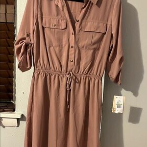 Bobeau Mauve Long Sleeve Dress